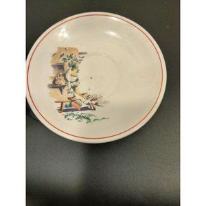 Homer Laughlin Saucer Riviera Mexican Hacienda Fiesta White Red Border